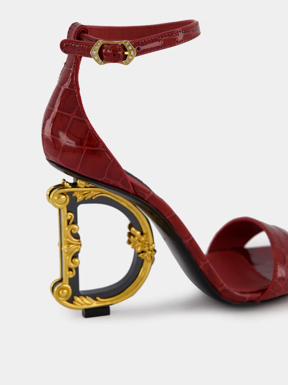 Baroque Crocodile-Print Sandals