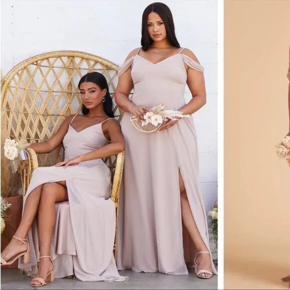Birdy Grey devin convertible dress in taupe chiffon plus size wedding bridesmaid