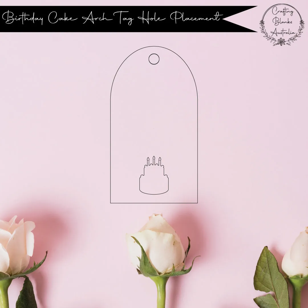 Birthday Cake • Arch Blank Tag • 30mm x 60mm