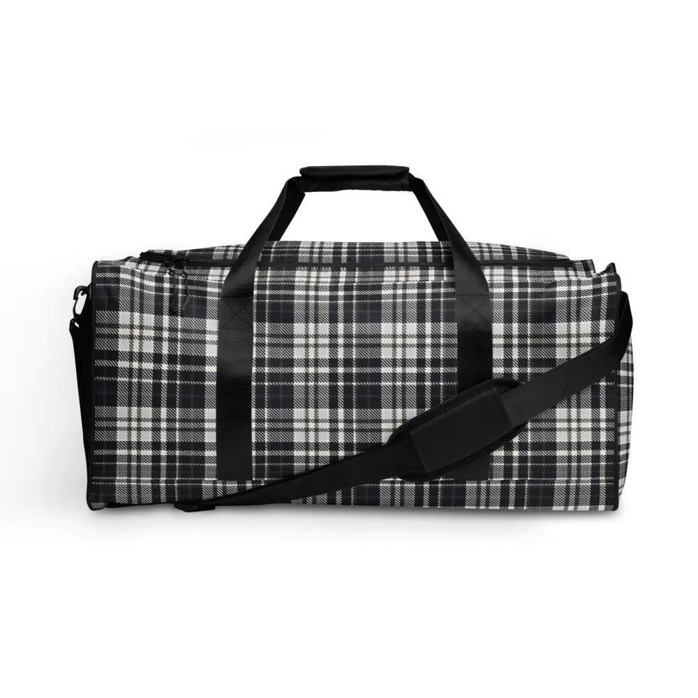 Black & White Tartan - Sustainably Made Duffle Bag