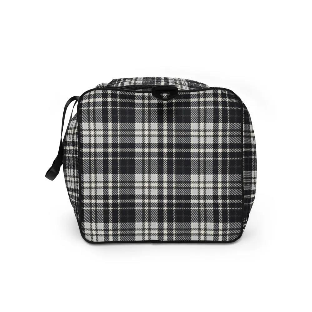 Black & White Tartan - Sustainably Made Duffle Bag