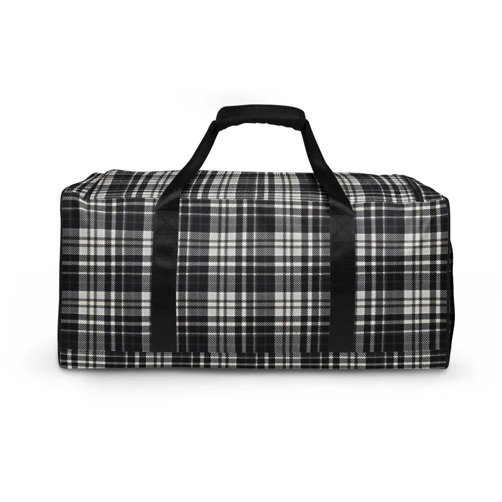 Black & White Tartan - Sustainably Made Duffle Bag