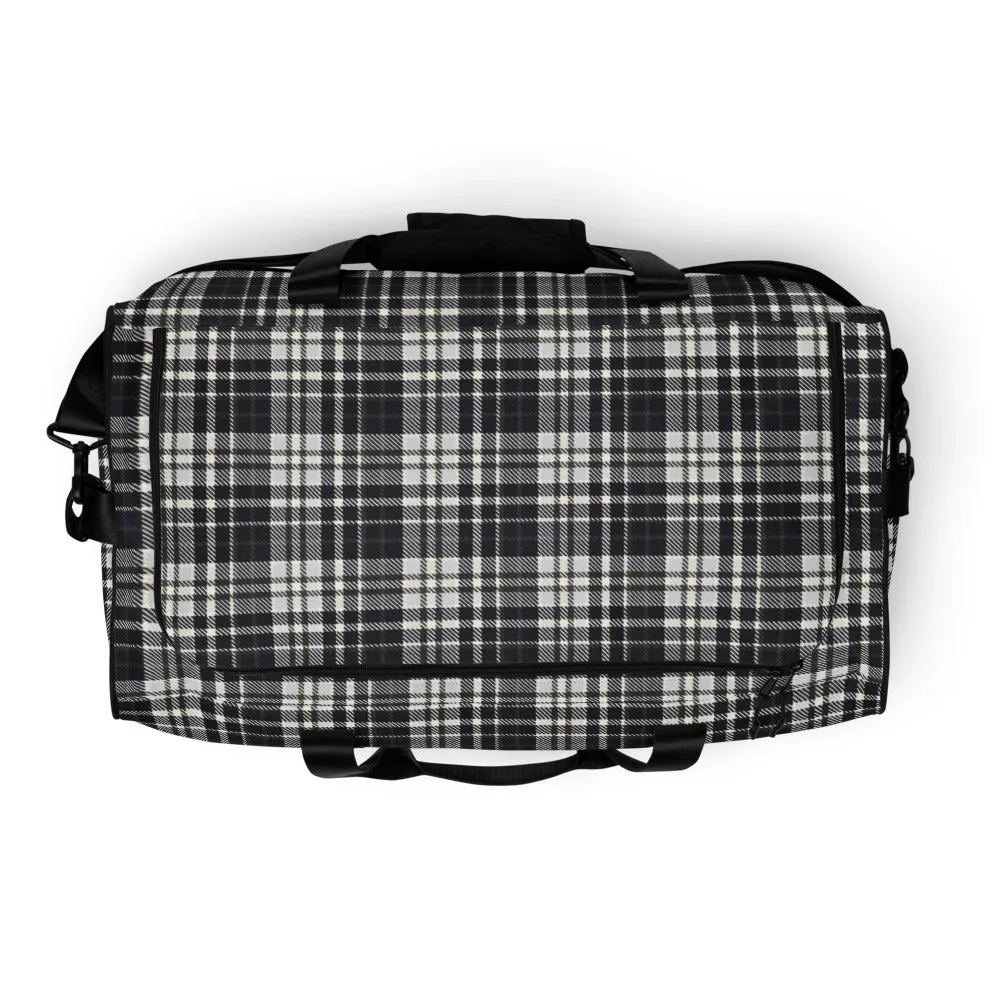 Black & White Tartan - Sustainably Made Duffle Bag
