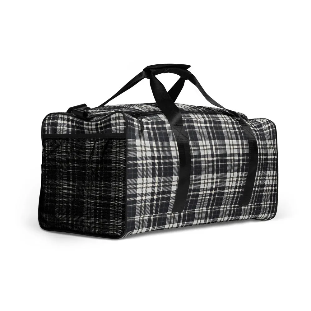 Black & White Tartan - Sustainably Made Duffle Bag