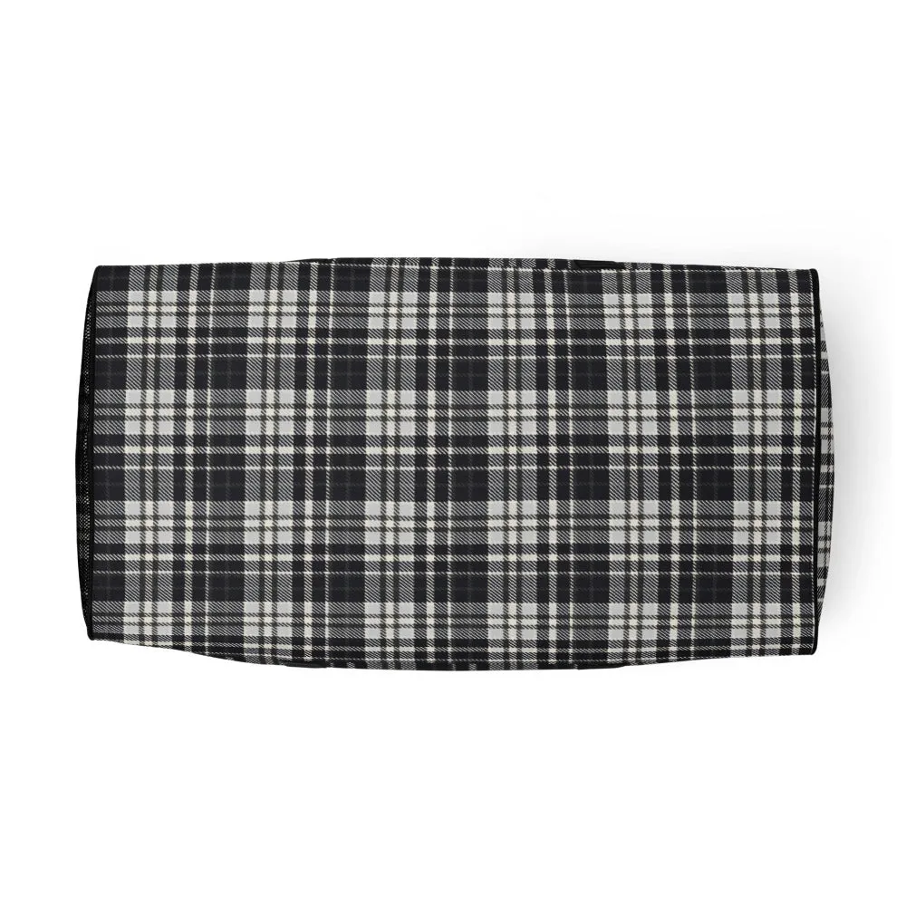 Black & White Tartan - Sustainably Made Duffle Bag