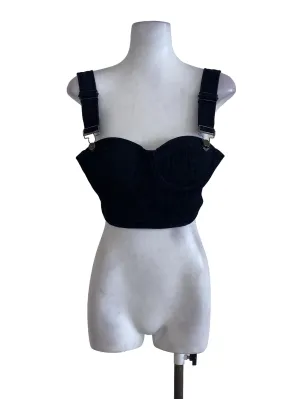 Black Denim Crop Top YHF