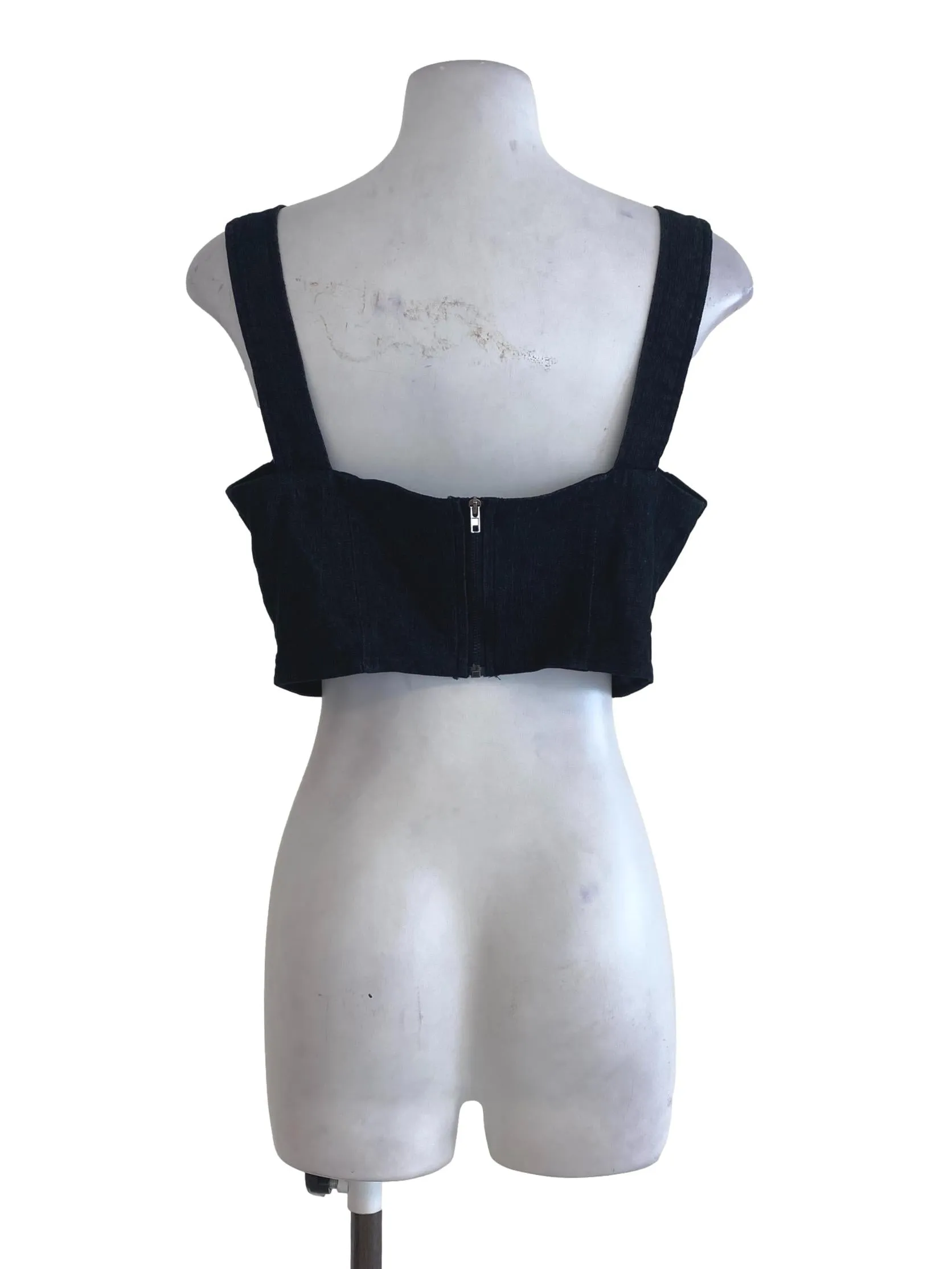 Black Denim Crop Top YHF