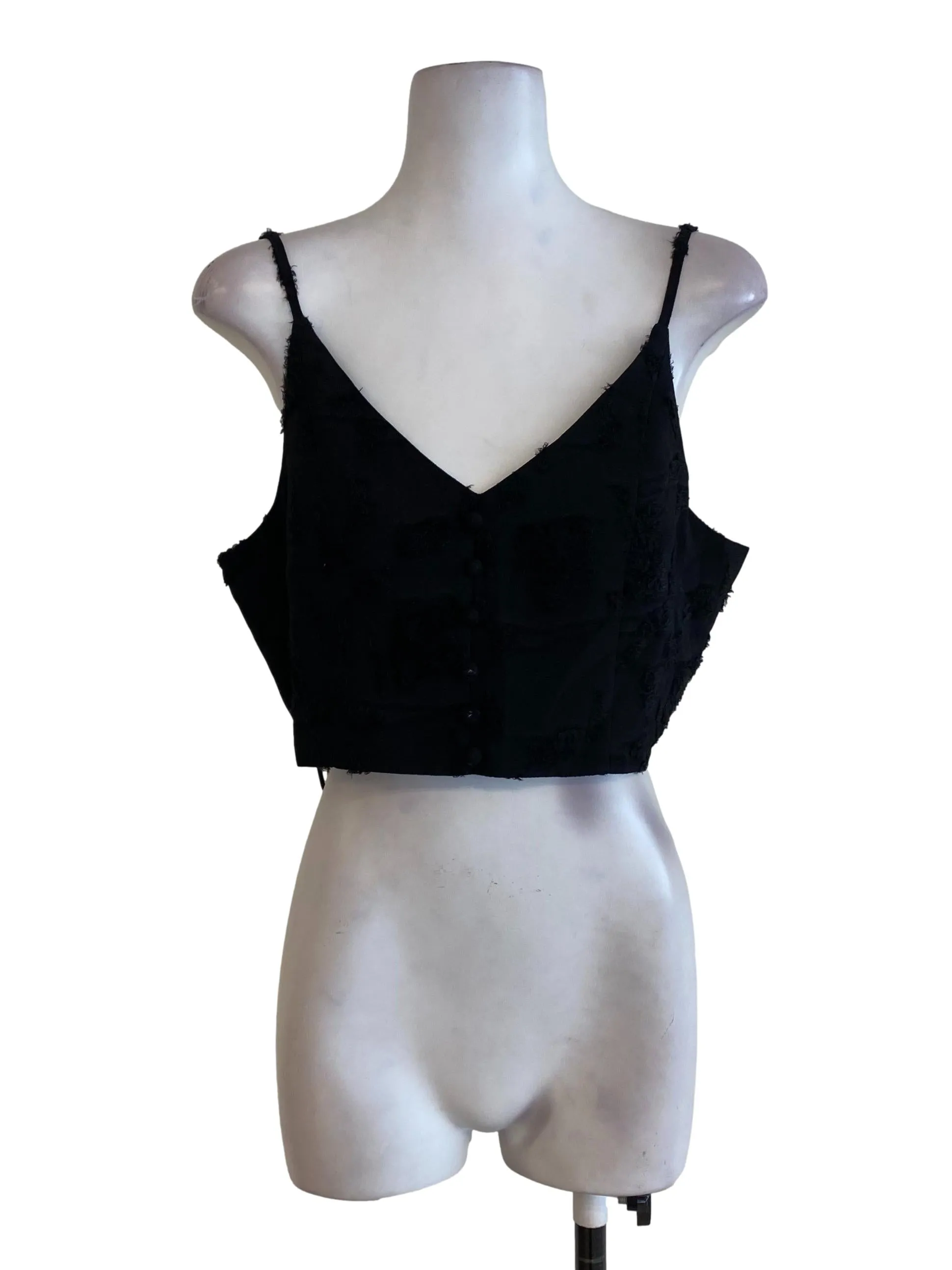 Black V Neck Crop Top
