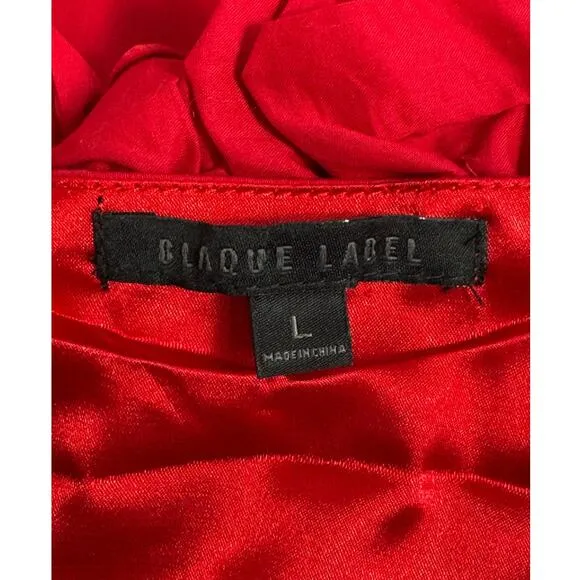 Blaque Label Ruffle Front Stretch Mini Dress in Red Size L