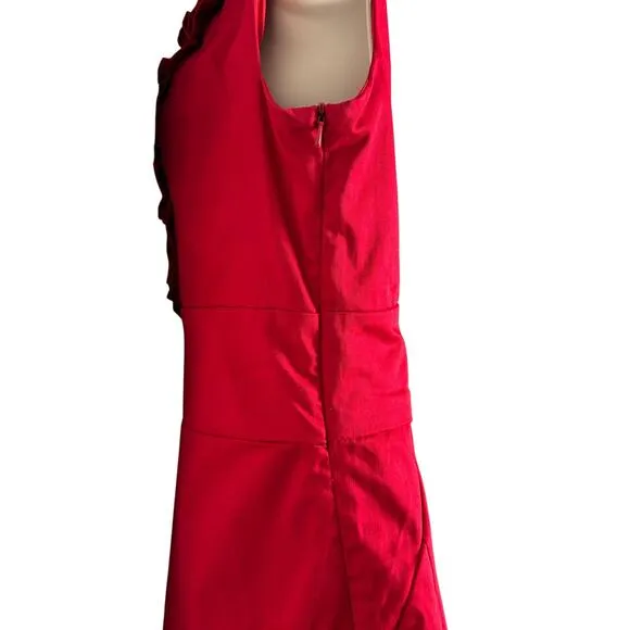 Blaque Label Ruffle Front Stretch Mini Dress in Red Size L
