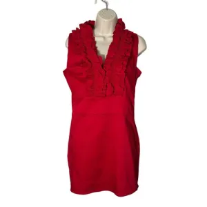 Blaque Label Ruffle Front Stretch Mini Dress in Red Size L
