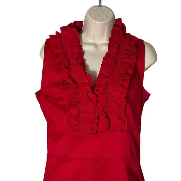 Blaque Label Ruffle Front Stretch Mini Dress in Red Size L