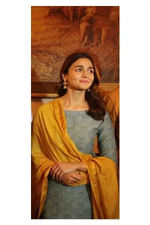 Blue Kurta with Mustard Duppata
