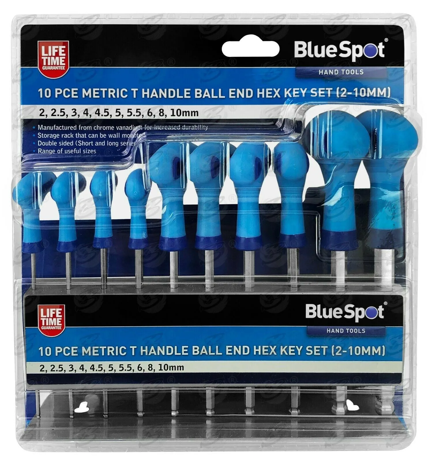 BLUESPOT 10PCS T HANDLE BALL ENDED HEX KEY SET H2 - H10