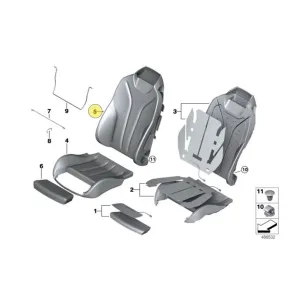 BMW Sport Seat Leather Covering Backrest R/H F33 Genuine 52107327662