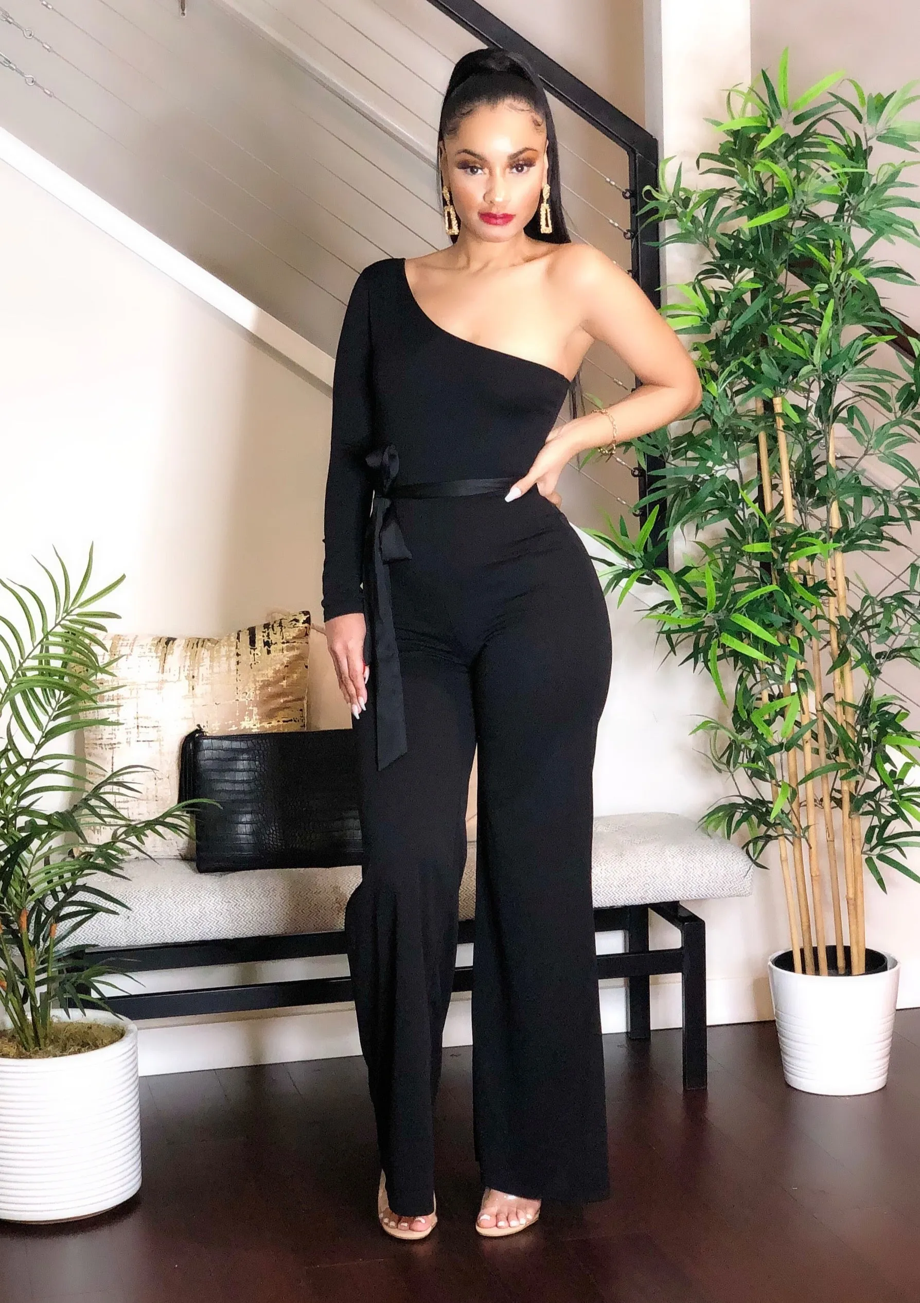 Boss One-Sleeve Black Jumpsuit