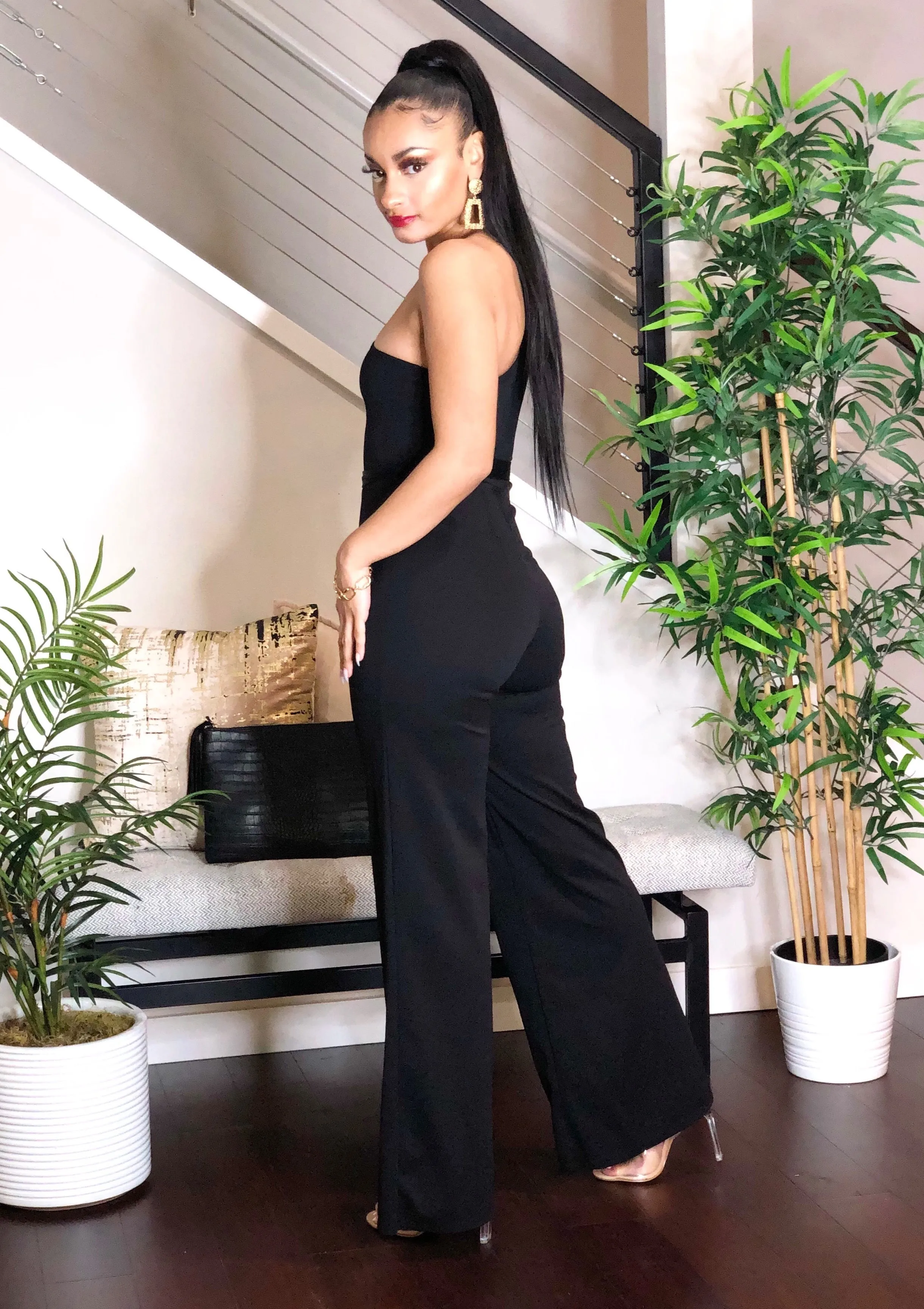 Boss One-Sleeve Black Jumpsuit