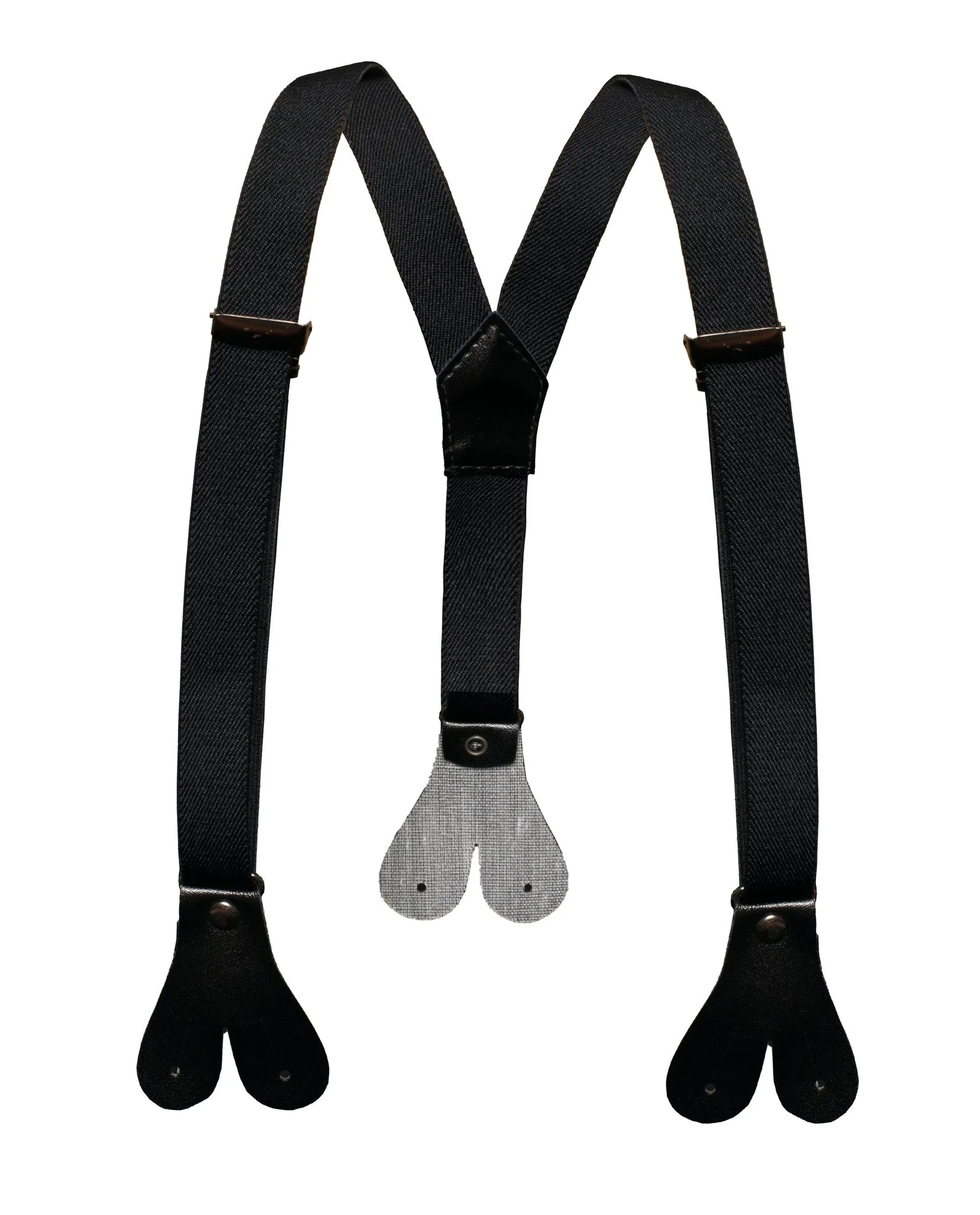 Boys Black Button End Suspenders