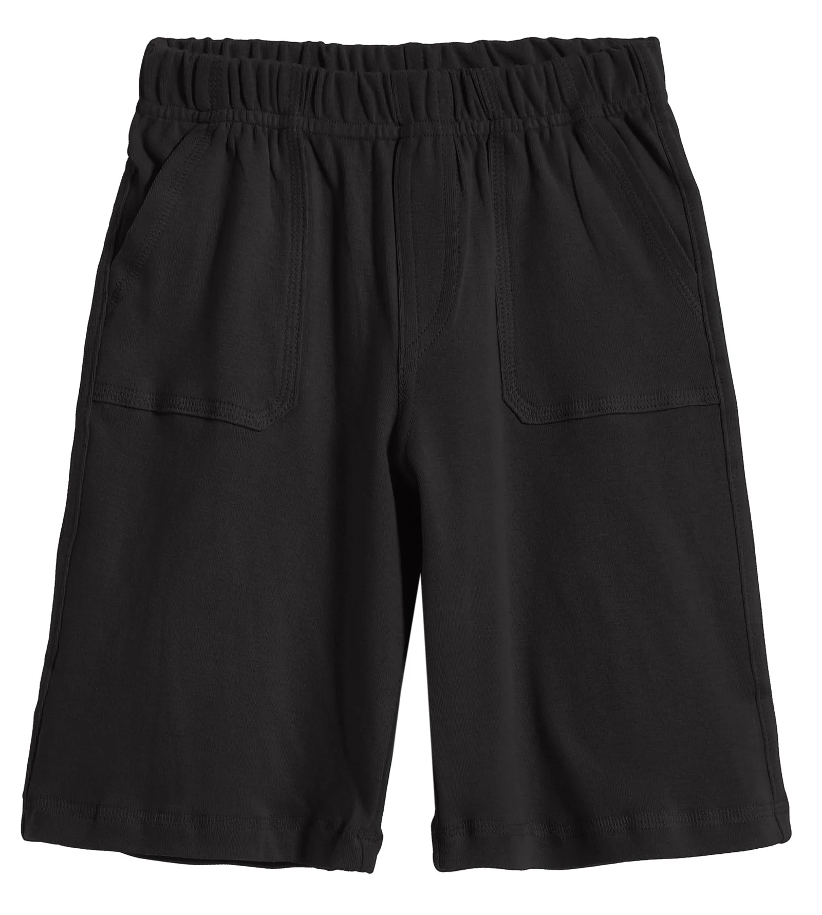 Boys Soft Cotton UPF 50  3 -Pocket Jersey Shorts | Black