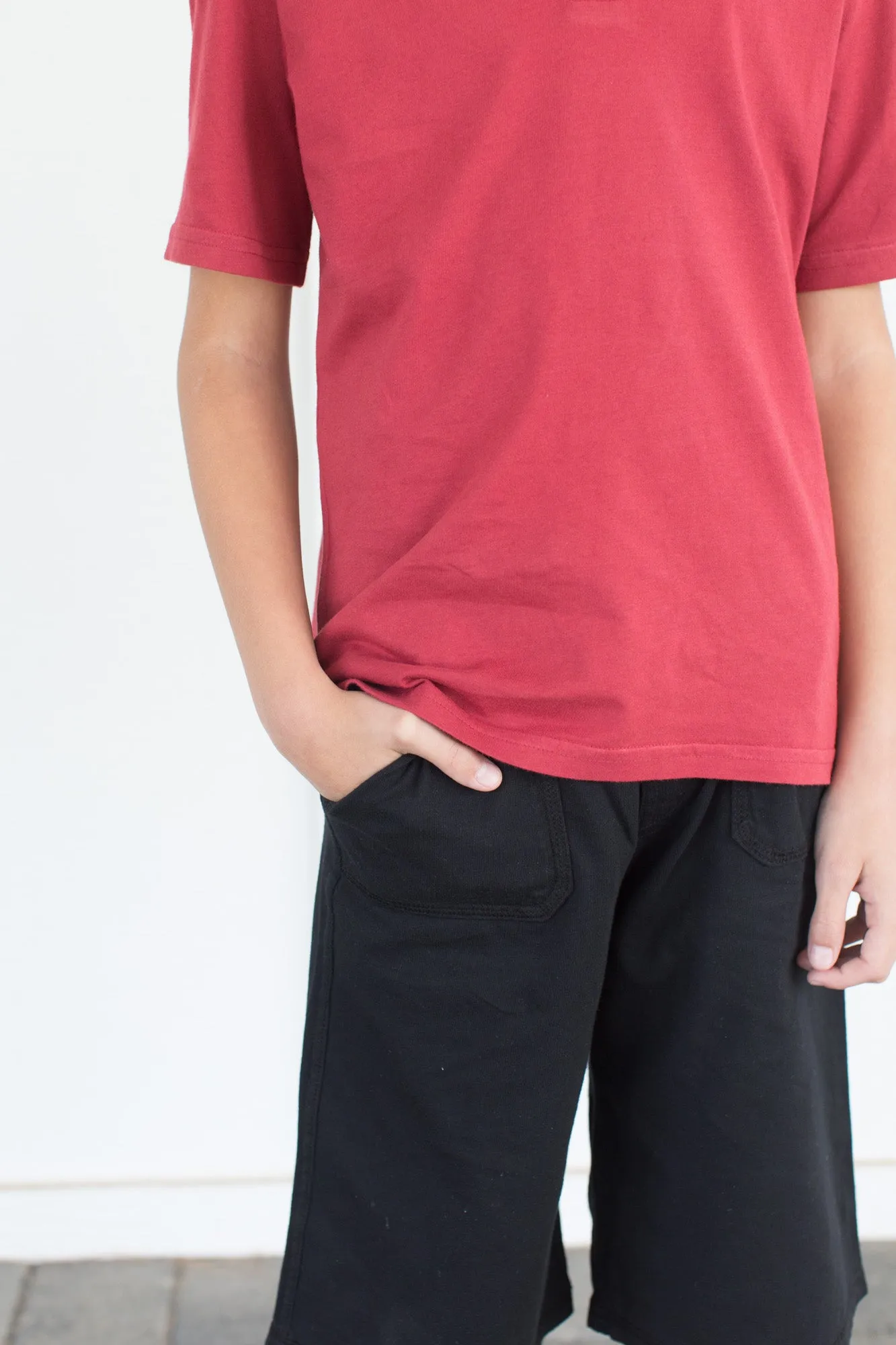 Boys Soft Cotton UPF 50  3 -Pocket Jersey Shorts | Black