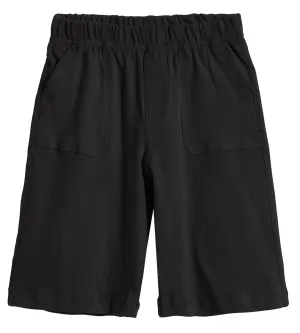 Boys Soft Cotton UPF 50  3 -Pocket Jersey Shorts | Black