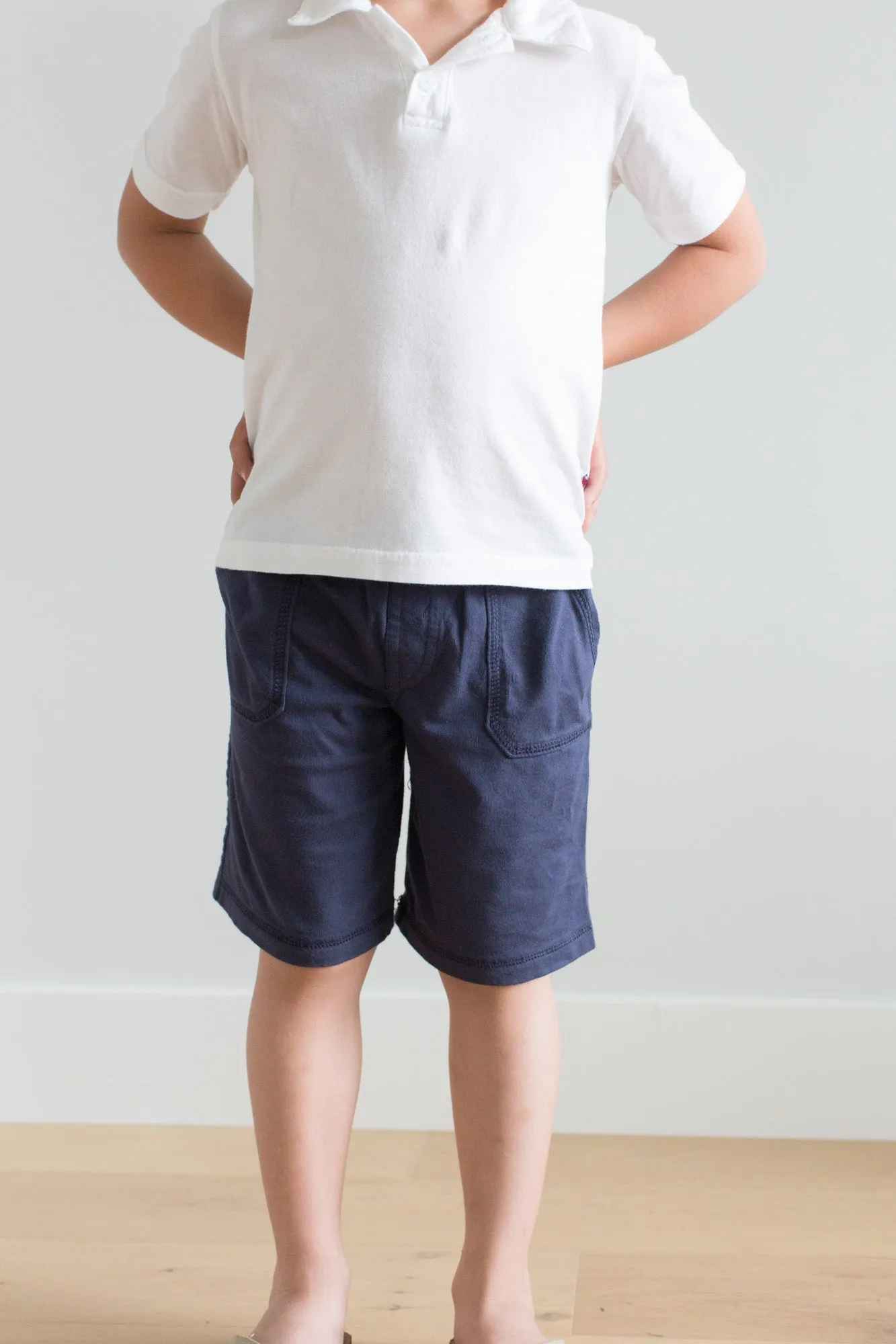 Boys Soft Cotton UPF 50  3 -Pocket Jersey Shorts | Black