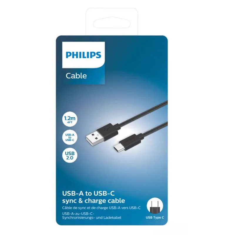 Cablu Date și Încărcare USB-A la USB-C, Lungime 1.2 m, Negru