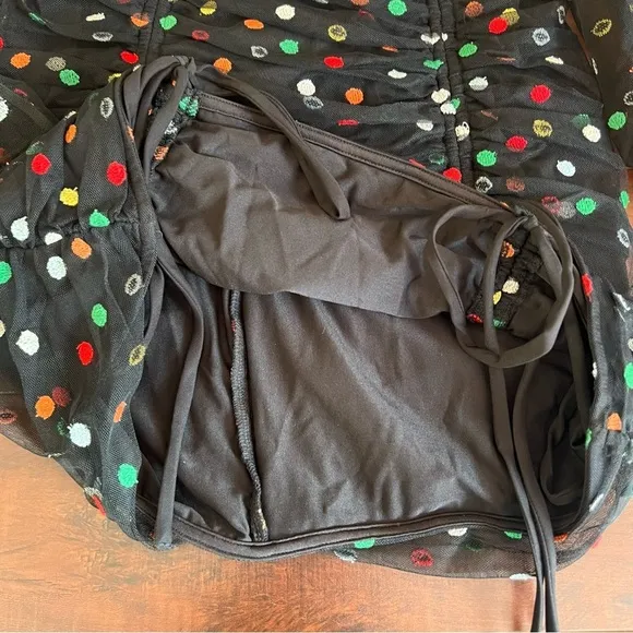 CAMILA COELHO Revolve Kiana Mini Dress Blqck Multicolor Polka Dot Size Smalll