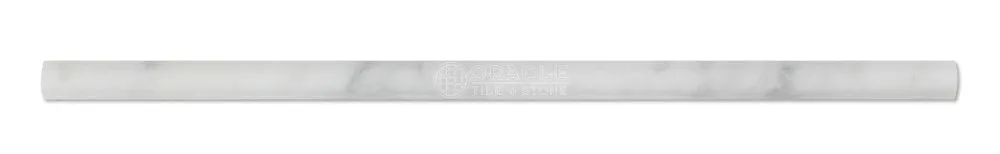Carrara White Italian (Bianco Carrara) Marble 1/2 X 12 Pencil Liner Trim Molding, Honed