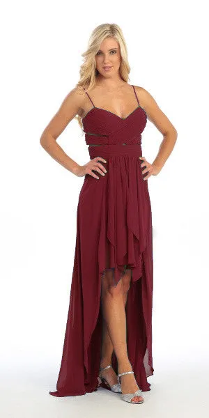 Celavie 3007 Chiffon High Low Dress Spaghetti Straps