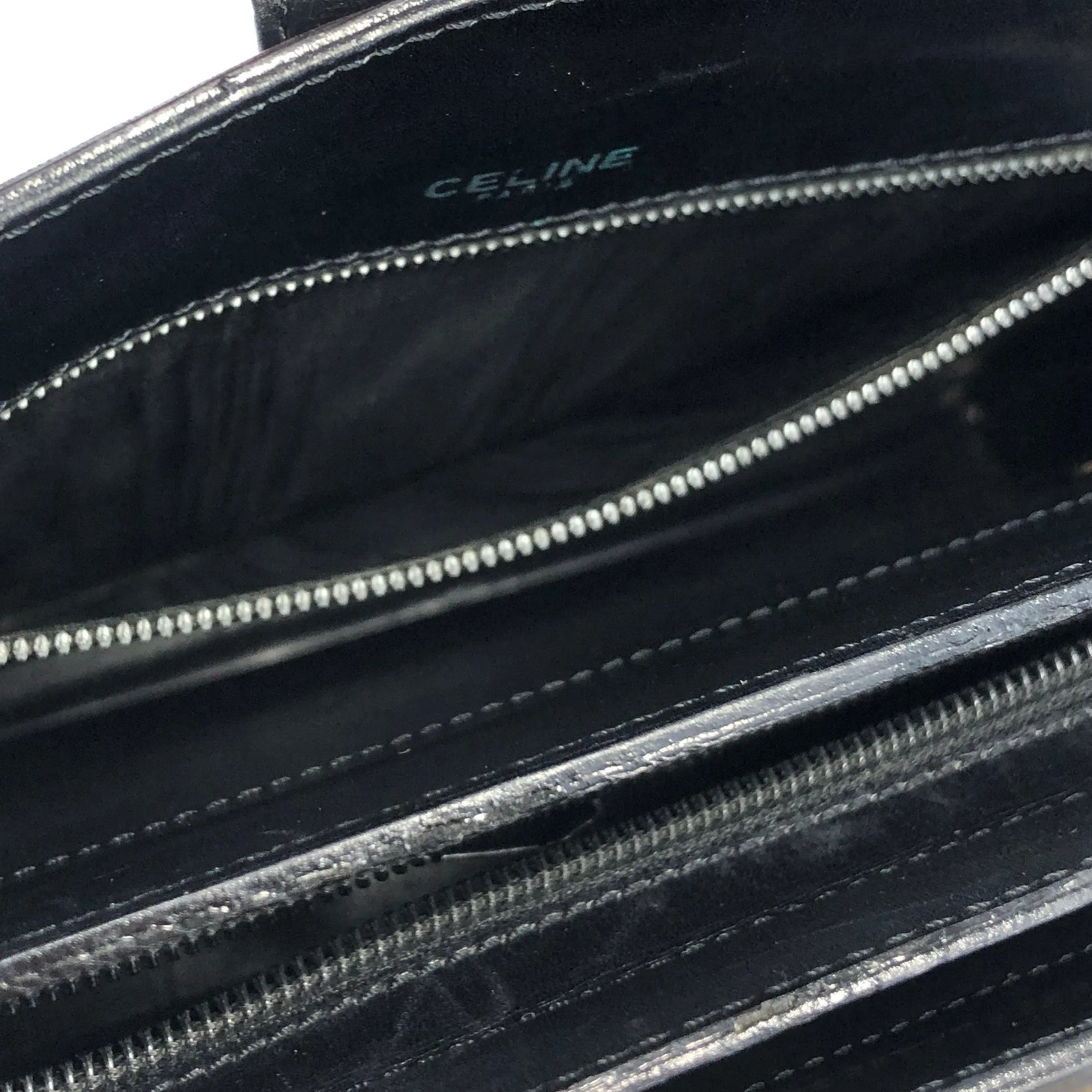 CELINE Triomphe Leather Shoulder bag Black Vintage kuynak