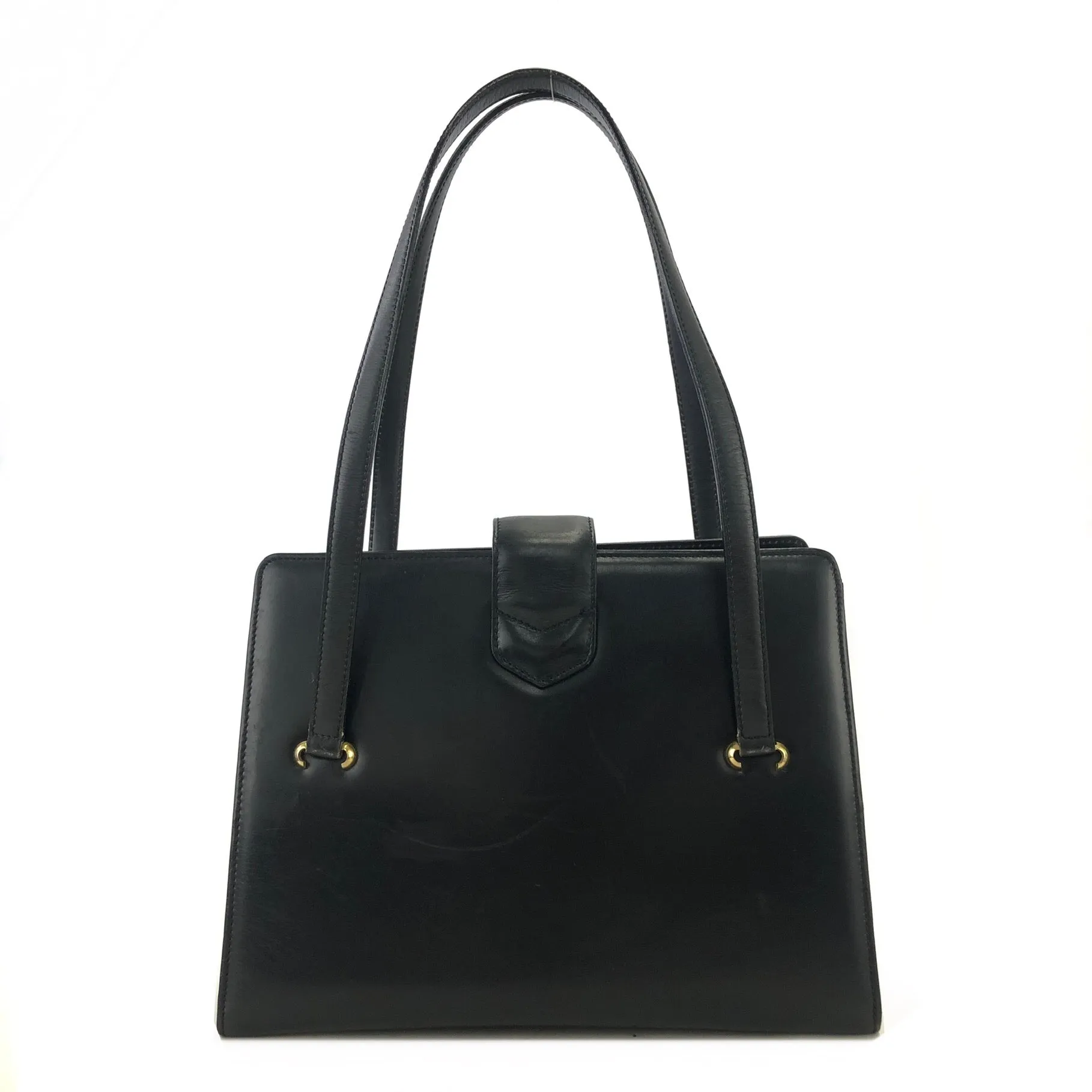 CELINE Triomphe Leather Shoulder bag Black Vintage kuynak