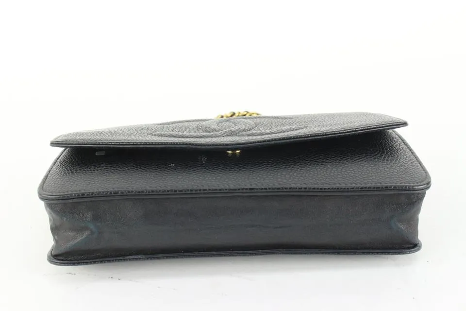 Chanel Black Caviar CC Logo Timeless Wallet on Chain WOC 61cz63s