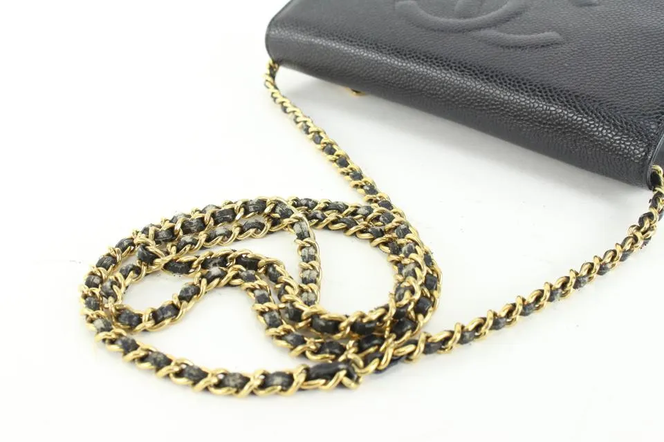 Chanel Black Caviar CC Logo Timeless Wallet on Chain WOC 61cz63s