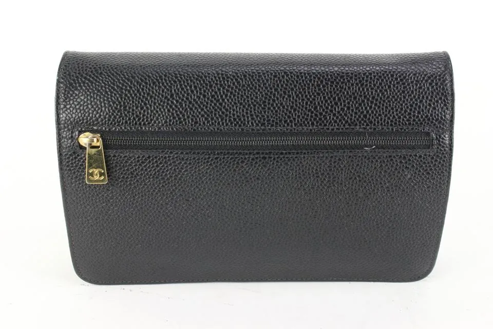 Chanel Black Caviar CC Logo Timeless Wallet on Chain WOC 61cz63s