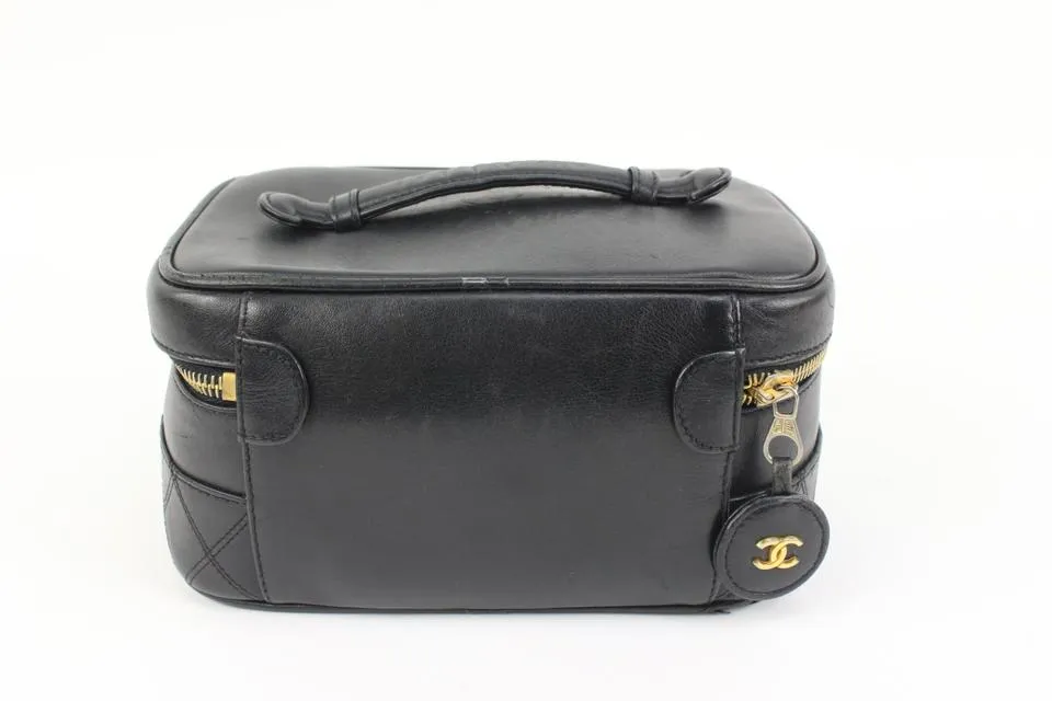 Chanel Black Quilted Lambskin Horizontal Vanity Case 20ck324s