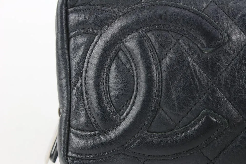 Chanel Black Quilted Leather Cambon Ligne Toiletry Case Cosmetic Pouch 112c4