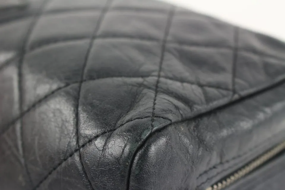 Chanel Black Quilted Leather Cambon Ligne Toiletry Case Cosmetic Pouch 112c4