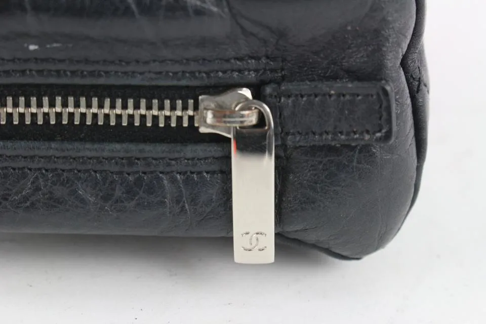 Chanel Black Quilted Leather Cambon Ligne Toiletry Case Cosmetic Pouch 112c4