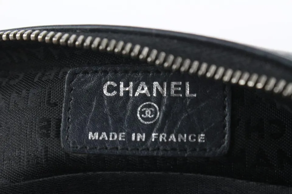 Chanel Black Quilted Leather Cambon Ligne Toiletry Case Cosmetic Pouch 112c4