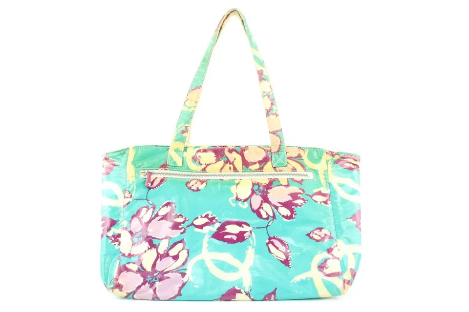 Chanel Blue Floral Shopper Tote Bag 653cks317