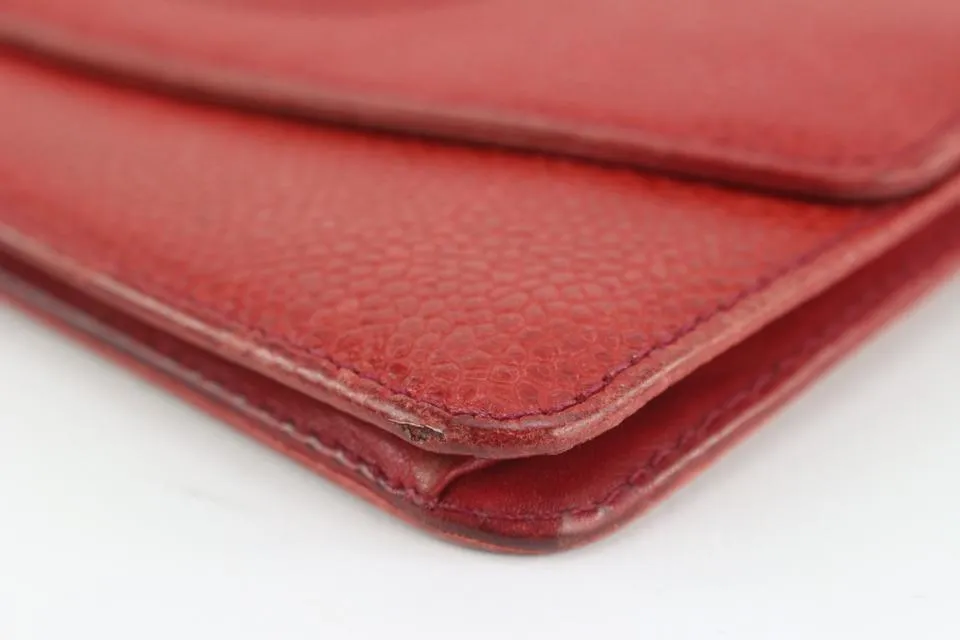 Chanel Red Caviar CC Logo Timeless Wallet 128c47