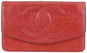 Chanel Red Caviar CC Logo Timeless Wallet 128c47
