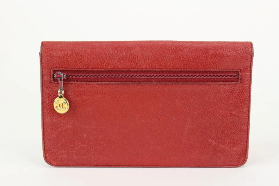 Chanel Red Caviar CC Logo Timeless Wallet 128c47