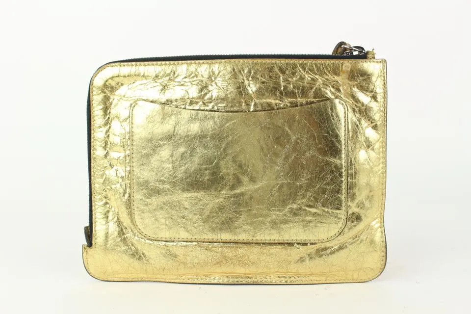 Chanel Votez Coco Gold O-Case Zip Clutch 92cas81