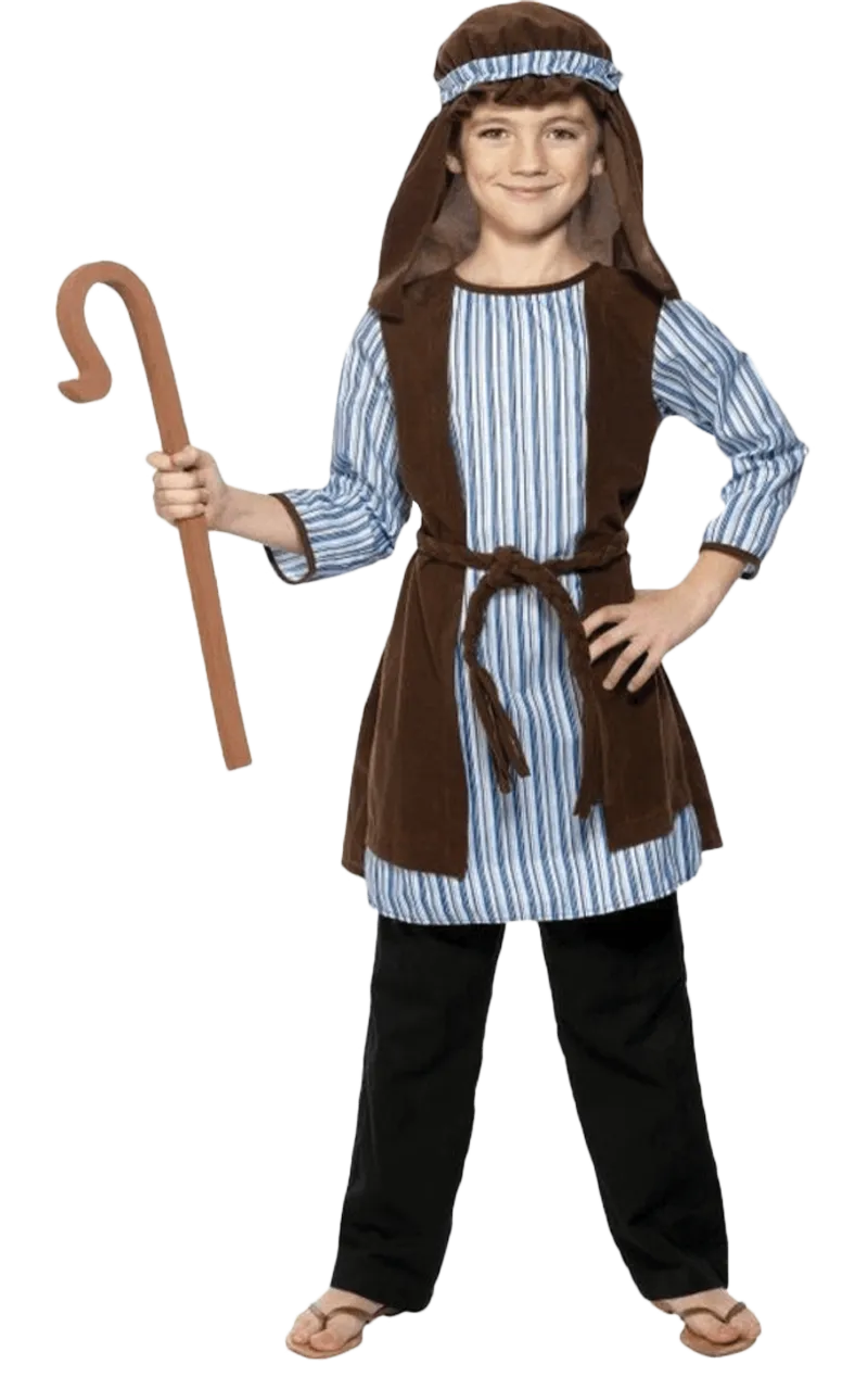 Childrens Shepherd Nativity Costume and Staff