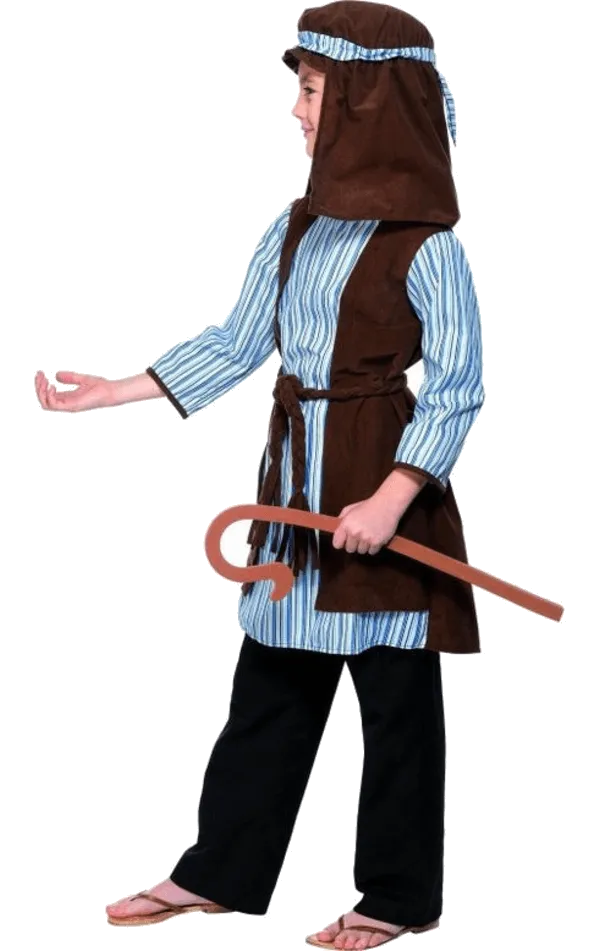 Childrens Shepherd Nativity Costume and Staff