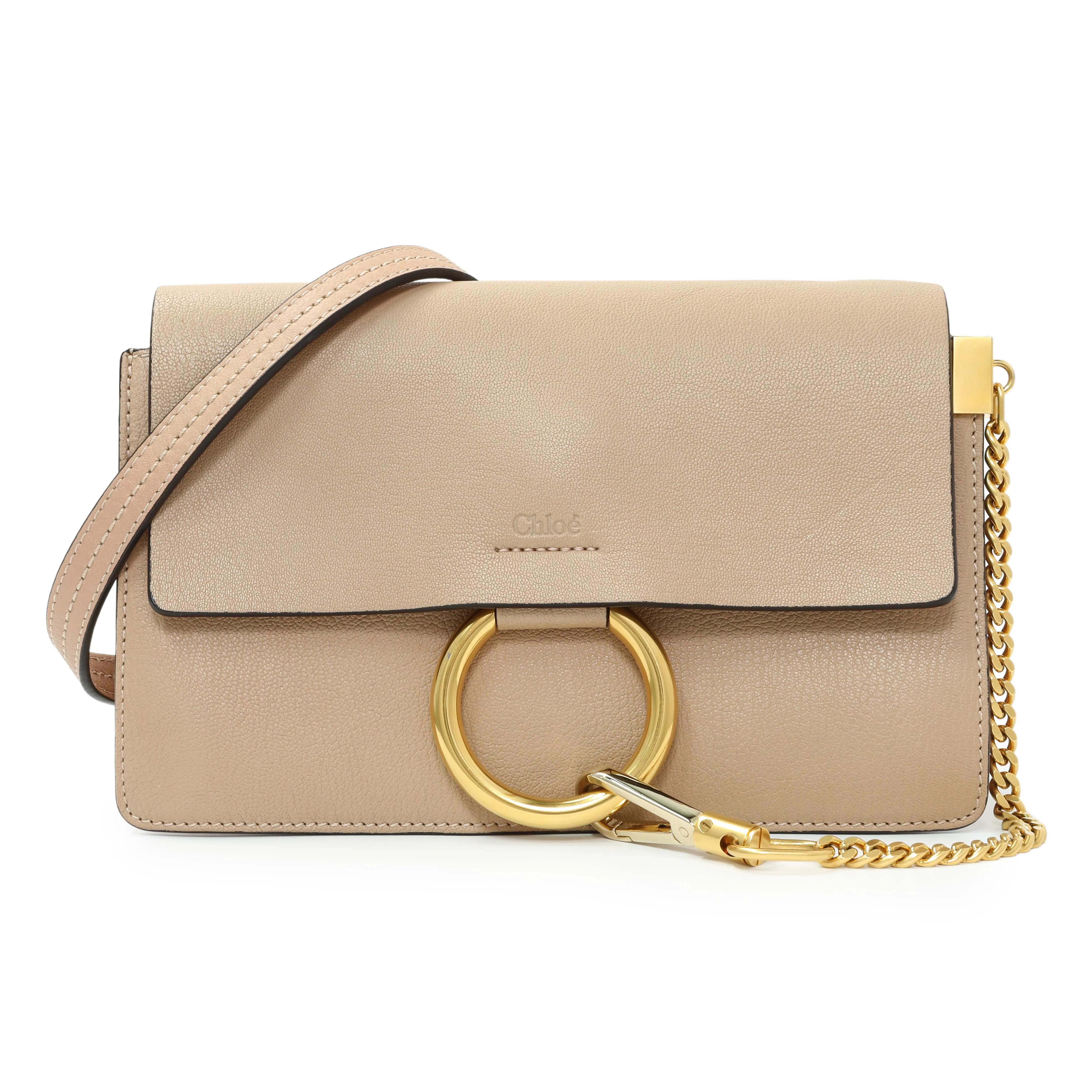 Chloe Beige Grained Calfskin Small Faye Shoulder Bag
