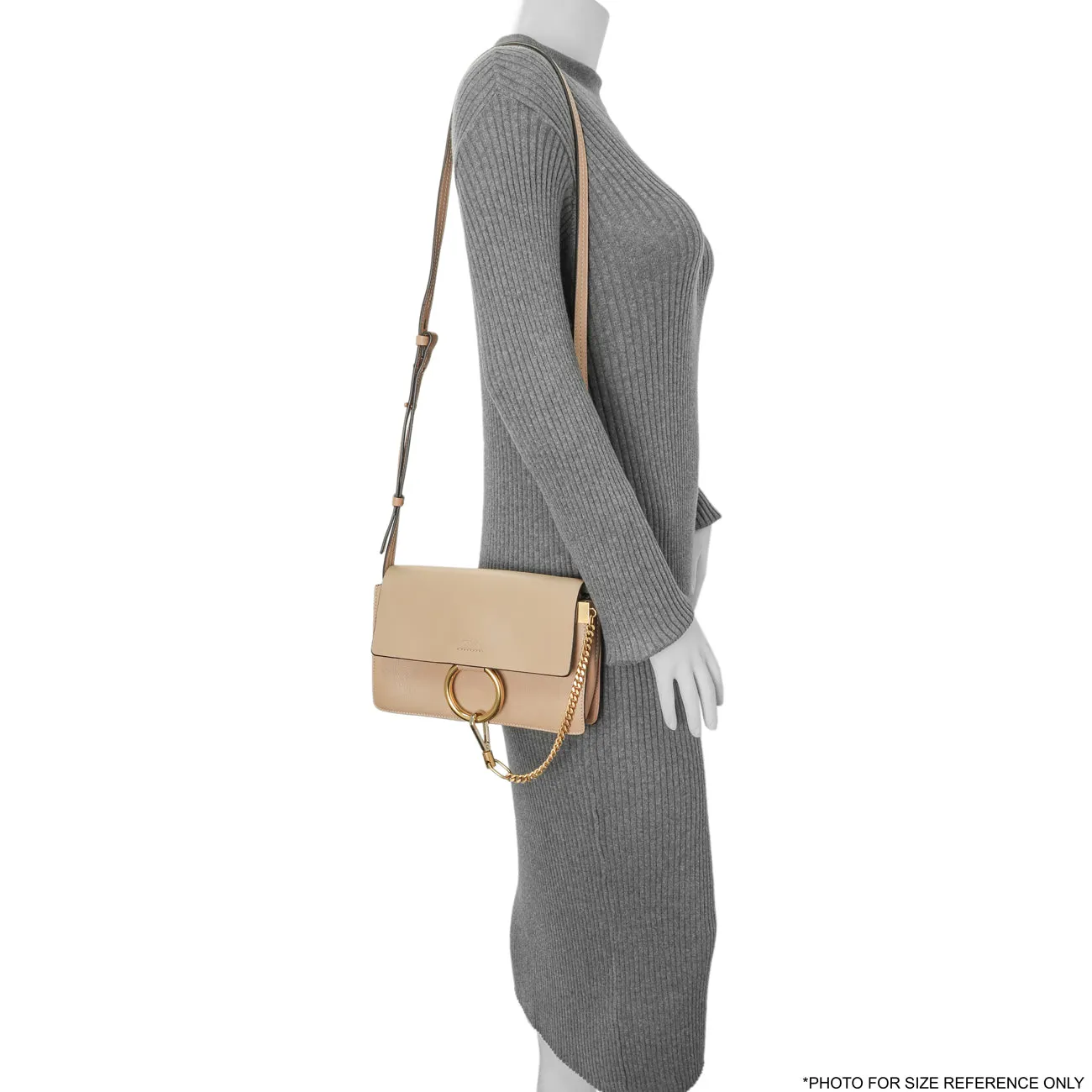 Chloe Beige Grained Calfskin Small Faye Shoulder Bag