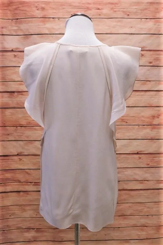 Chloe Blouse Blush Silk Crepe Size 38 Flutter Sleeve Keyhole Top